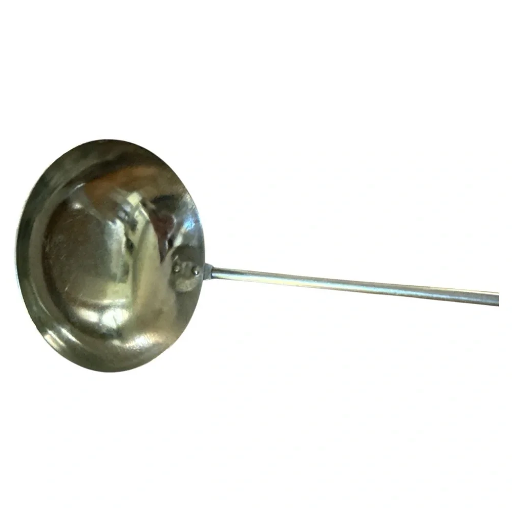 Inox Italy Vintage Stainless Steel Ladle Large White Handle‎ Hang Hole